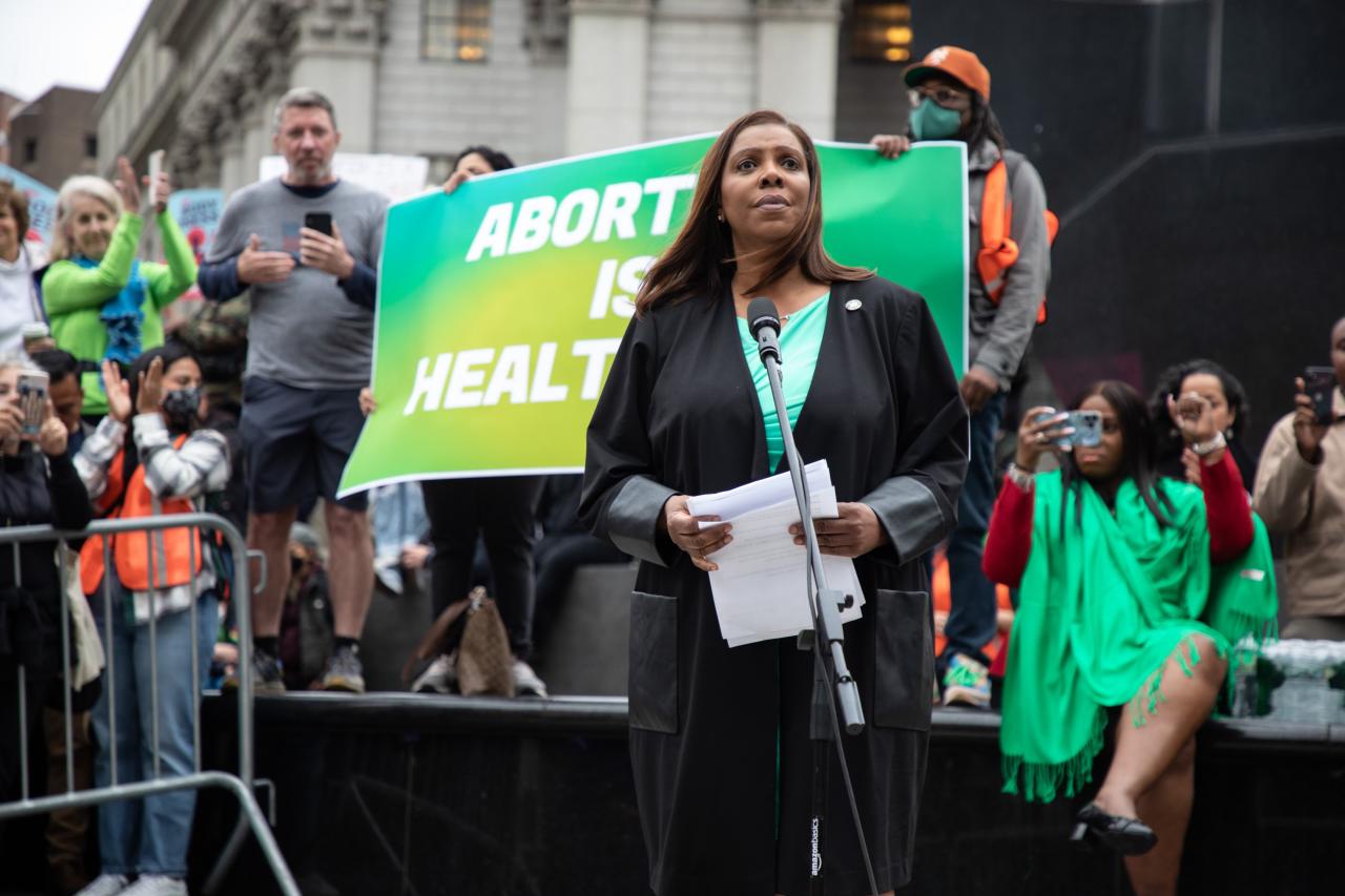 Attorney General James attends a rally